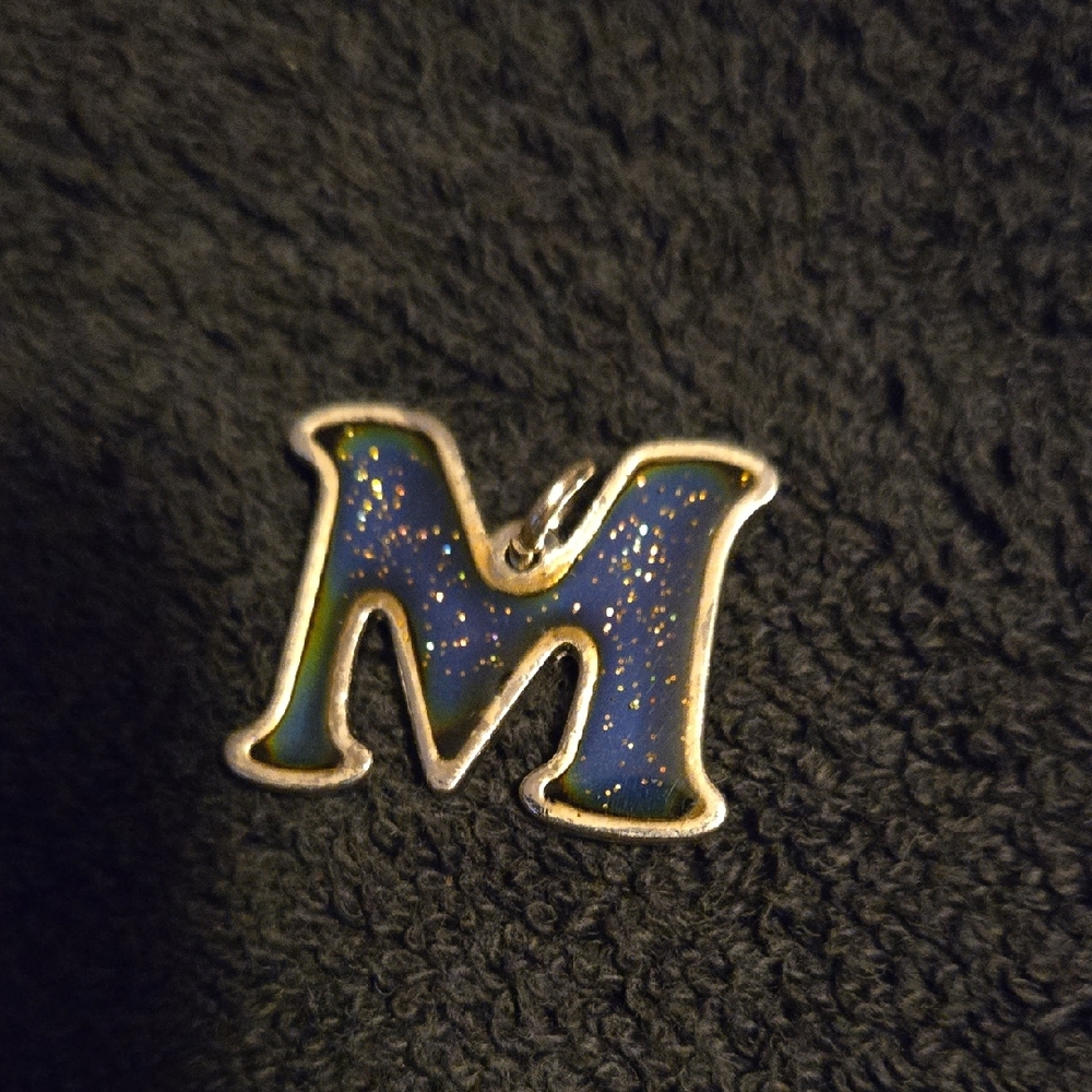 Sparkling Blue Letter M Pendant